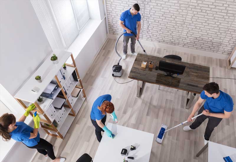 Cleaning team at work